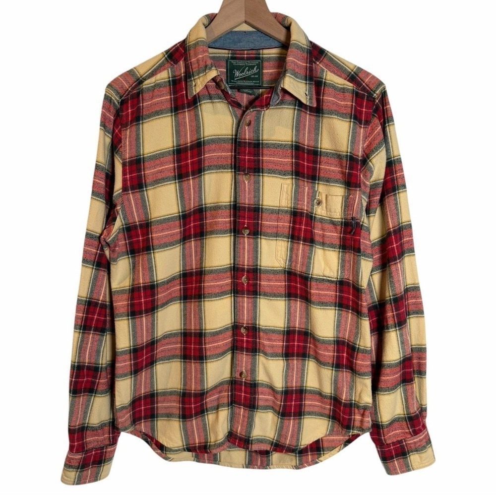 Woolrich Red Yellow Plaid Button Down Shirt 90s Y2K 100% Cotton Men's Small